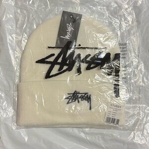 Stussy White Beanie - Basic Cuff NWT